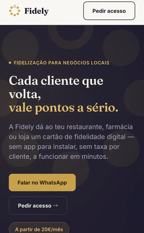 Fidely — cartão de fidelidade digital (PWA) desenvolvido pela MODO